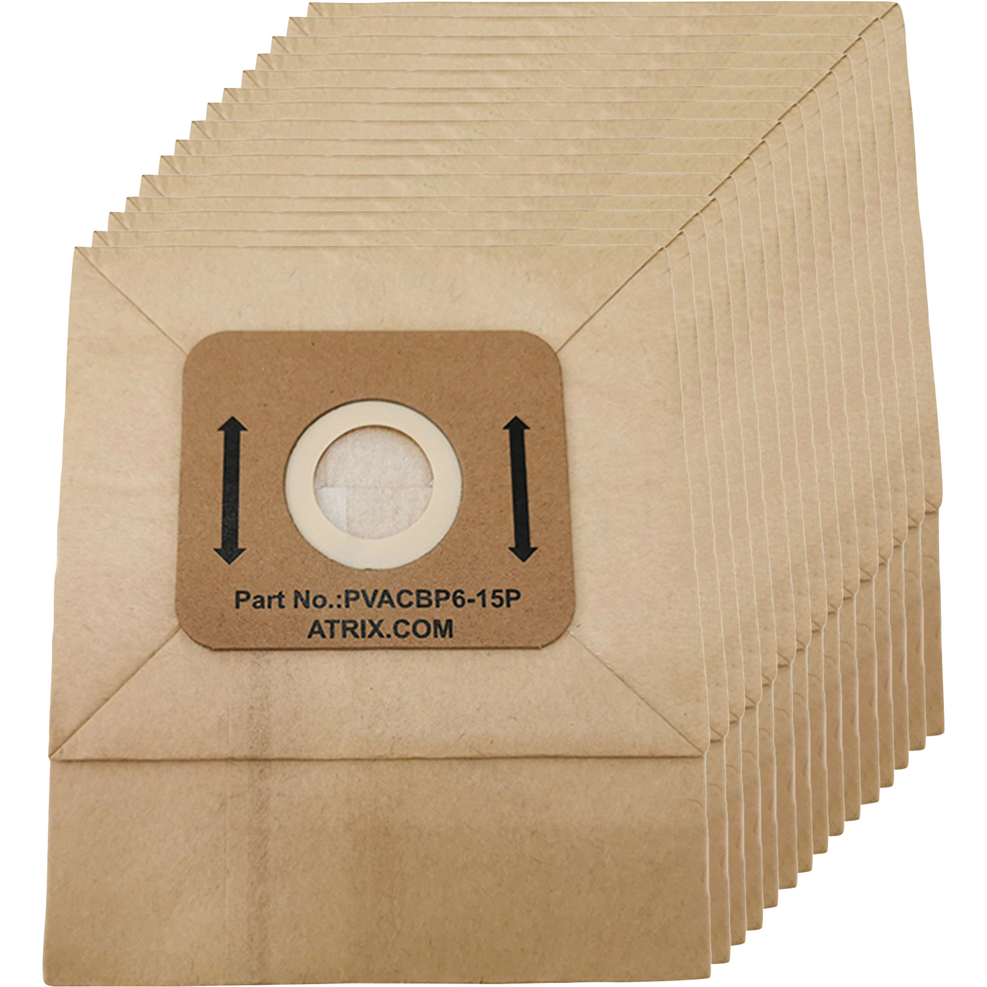 Atrix 8-Qt. Ergo Pro Series Paper Vacuum Filter Bags, 15-Pack, Model# PVACBP6-15P
